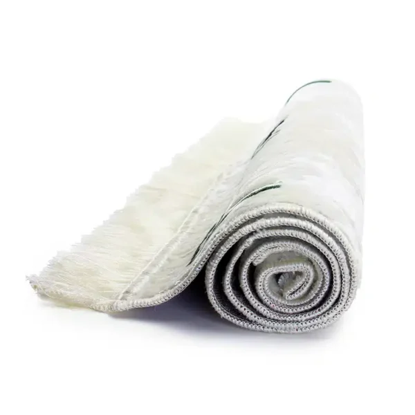 Megane Seccade White Prayer Mat with Emerald Green Design - Image 4