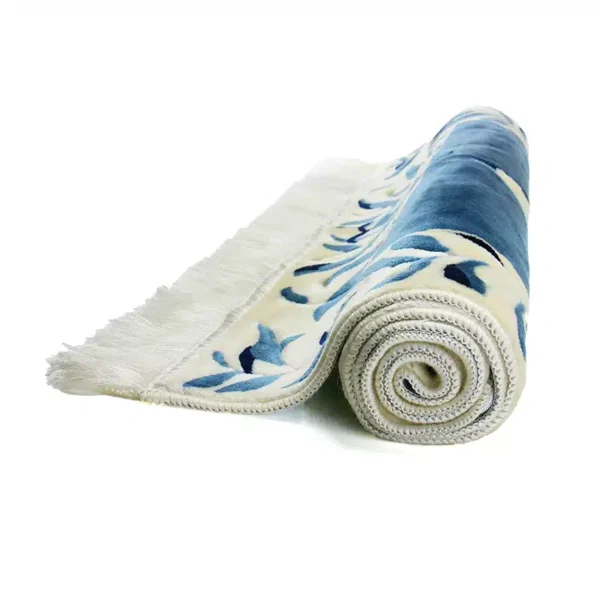 Megane Seccade White and Blue Islamic Prayer Mat - Image 4