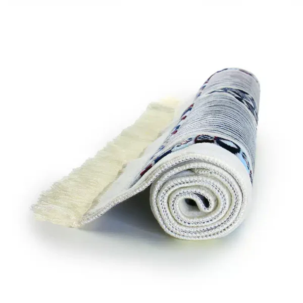 Megane Seccade White, Black & Blue Islamic Prayer Mat - Image 4