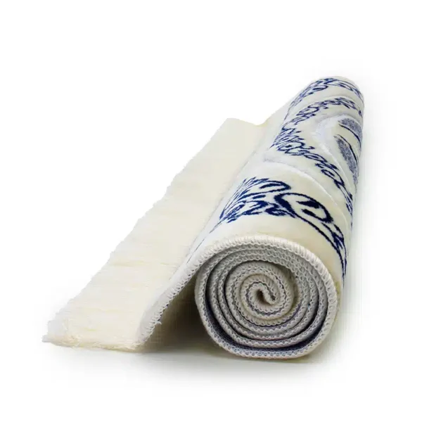 Luxury Didem Secc White & Blue Pattern Prayer Mat - Image 4