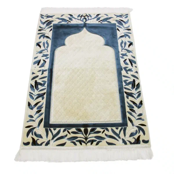 Megane Seccade White and Blue Islamic Prayer Mat