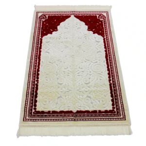 Premium Sina Secc White and Red Islamic Prayer Mat