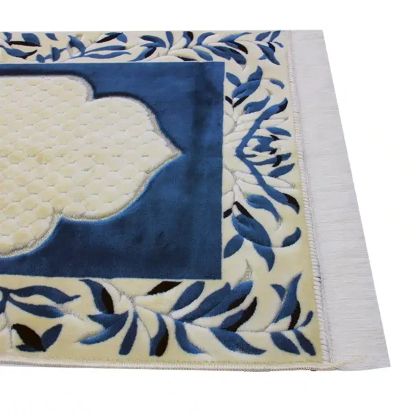 Megane Seccade White and Blue Islamic Prayer Mat - Image 3