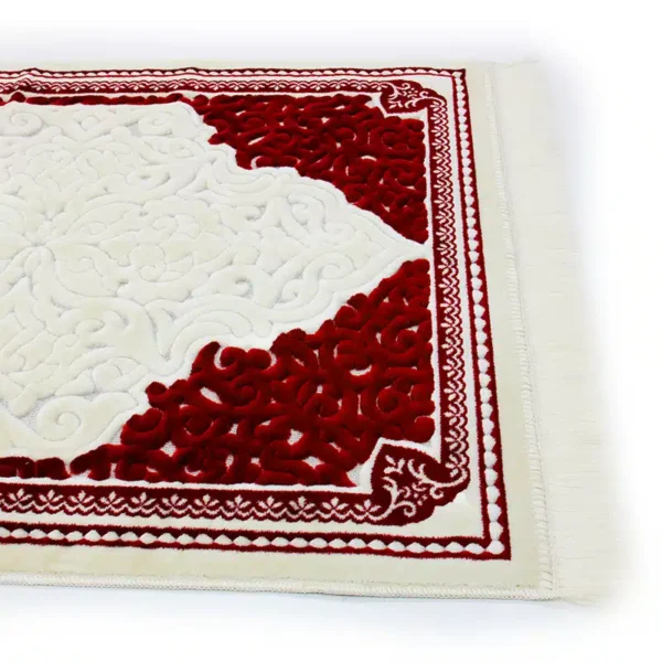Premium Sina Secc White and Red Islamic Prayer Mat - Image 3
