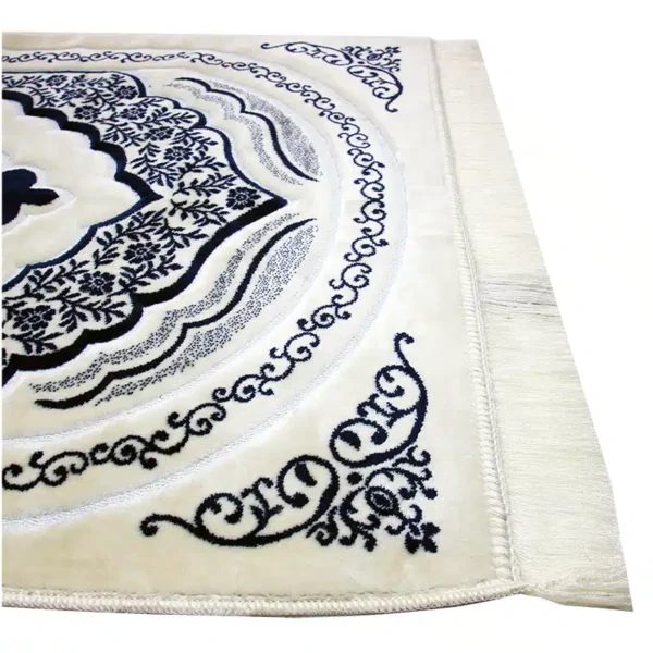 Luxury Didem Secc White & Blue Pattern Prayer Mat - Image 3