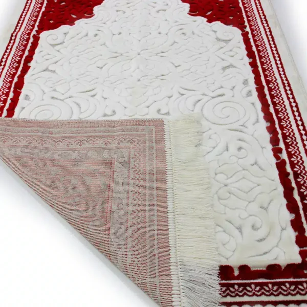 Premium Sina Secc White and Red Islamic Prayer Mat - Image 2