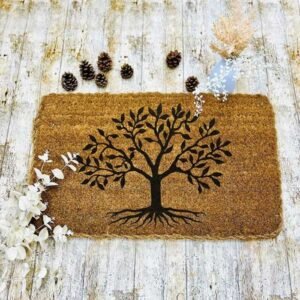 Tree of Life Black Coir Door Mat – Cut to Size, 23mm Thick