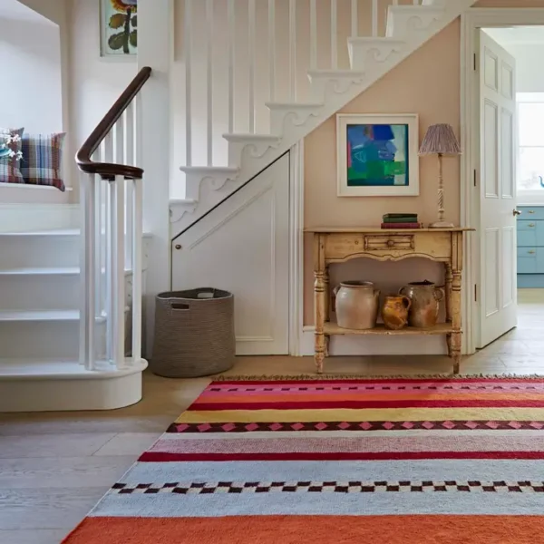Darjeeling Rainbow Striped Moroccan Rug - Image 2