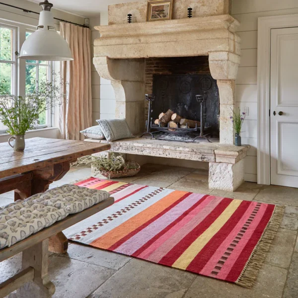 Darjeeling Rainbow Striped Moroccan Rug - Image 3
