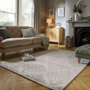 Fern Pattern Wool & Viscose Area Rug
