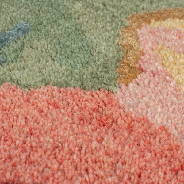 Handmade Painted Floral Wool Area Rug - Image 2