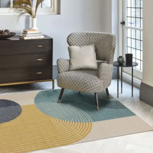 Muse Blue Retro Modern Rug